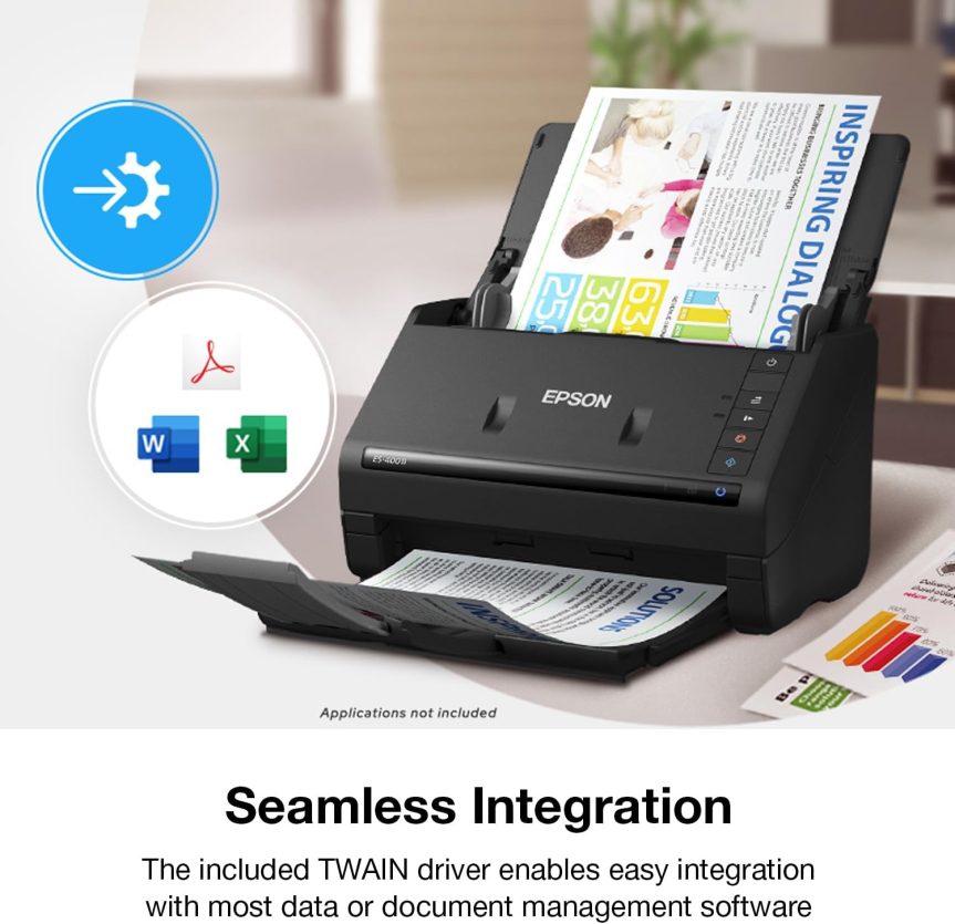 Epson Workforce ES-400 II Color Duplex Desktop Document Scanner for PC and Mac, with Auto Document Feeder (ADF) and Image Adjustment Tools, ES-400 II - Image 3