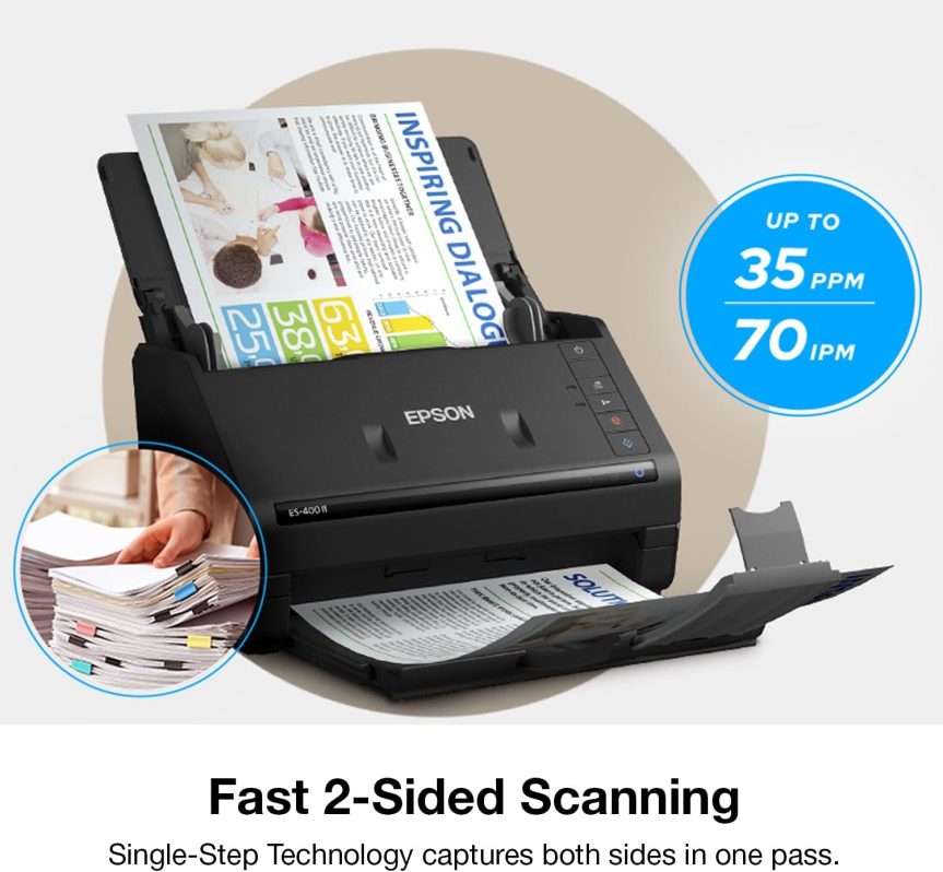 Epson Workforce ES-400 II Color Duplex Desktop Document Scanner for PC and Mac, with Auto Document Feeder (ADF) and Image Adjustment Tools, ES-400 II - Image 5