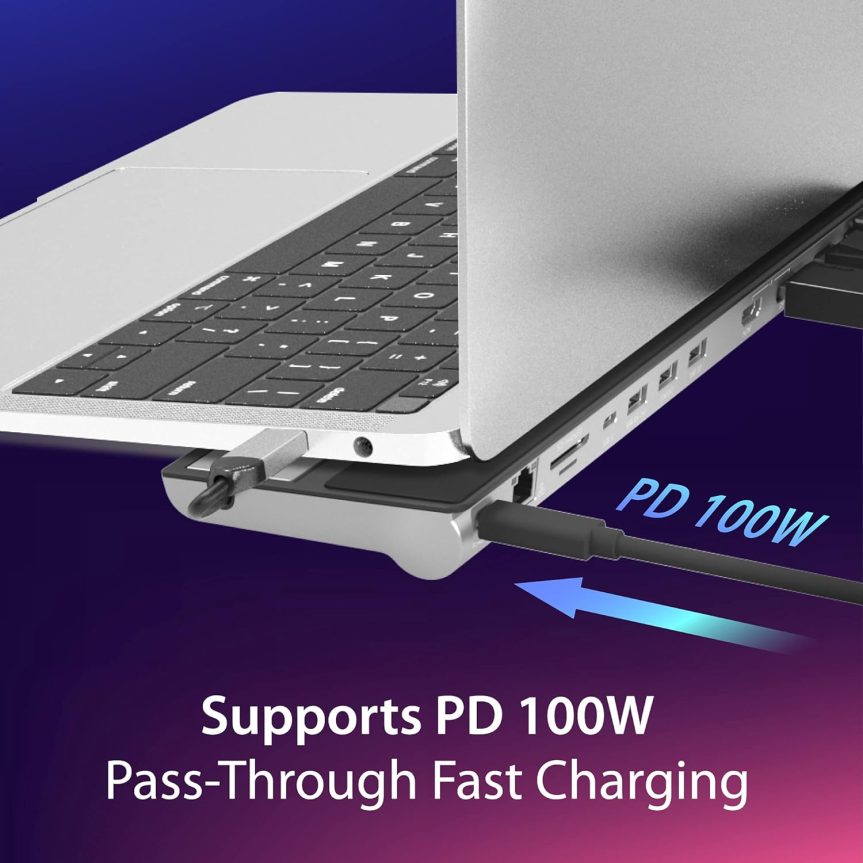 j5create USB C Docking Station- Supports up to 3 Display Simultaneously | HDMI, DisplayPort, VGA, 100W PD Fast Charging, Gigabit Ethernet | Comes with Type C Cable Compartment (JCD543) - Image 4