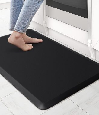 KitchenClouds Kitchen Mat Cushioned Anti Fatigue Rug 17.3"x28" Waterproof, Non Slip, Standing and Comfort Desk/Floor Mats for House Sink Office (Black)