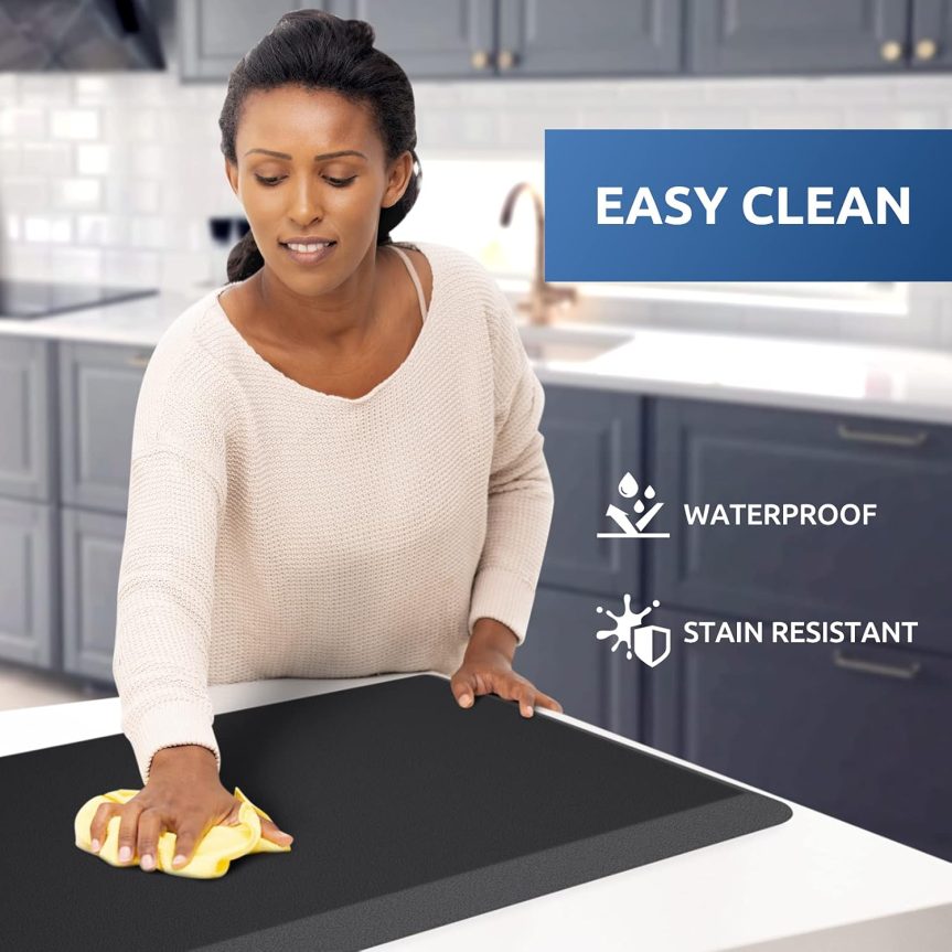 KitchenClouds Kitchen Mat Cushioned Anti Fatigue Rug 17.3"x28" Waterproof, Non Slip, Standing and Comfort Desk/Floor Mats for House Sink Office (Black) - Image 3