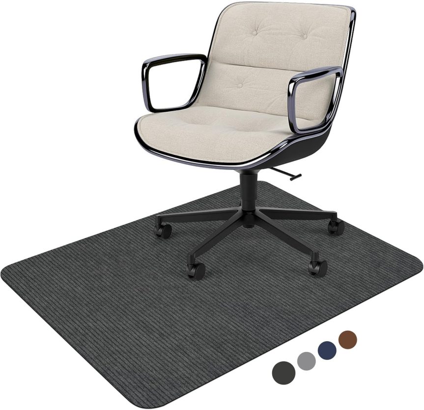 Placoot Desk Chair Mat for Hardwood Floor Corduroy Surface 55"x35" Office Chair Mat for Rolling Chairs,Large Anti-Slip Backing Under Desk Low-Pile Office Rug Floor Mat for Office/Home