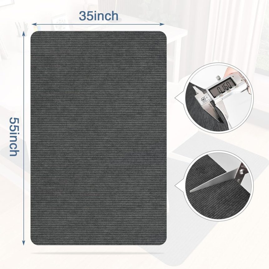 Placoot Desk Chair Mat for Hardwood Floor Corduroy Surface 55"x35" Office Chair Mat for Rolling Chairs,Large Anti-Slip Backing Under Desk Low-Pile Office Rug Floor Mat for Office/Home - Image 3
